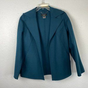 Talbots Women's Dark Teal 100% Wool Open Front Jacket w/Pockets